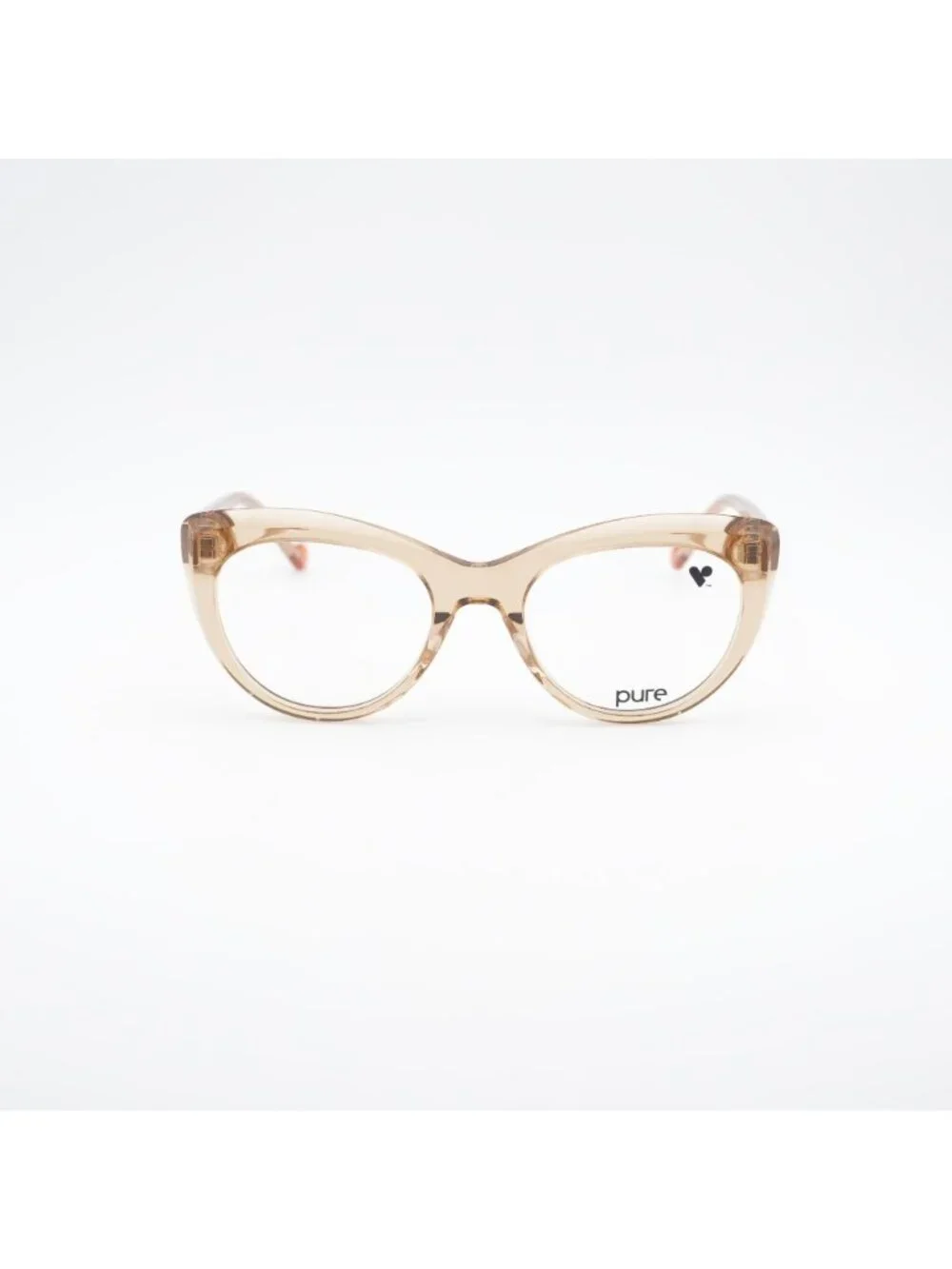 Pure P-7009 N 250 Eyeglasses Transparent Camel 52mm Cat Eye Frame